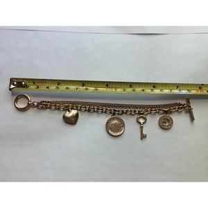 1779 Guess Brand Gold Charm Bracelet Guess logo hearts keys decorative elements